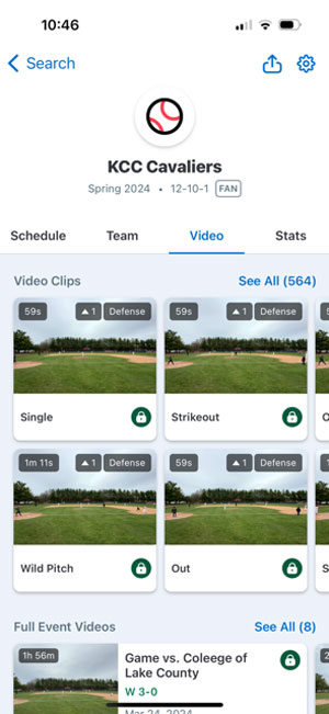 Screenshot 4: Select 'video' - KCC Cavaliers