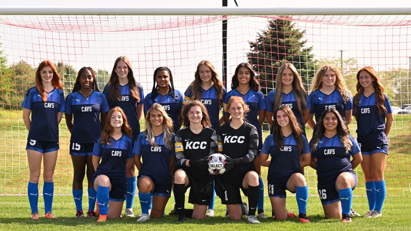 Team photo of the 2023 KCC Cavaliers women's soccer team